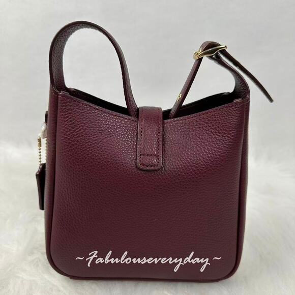 Coach Hadley Mini Crossbody Bag In Leather CAL60 Gold/Dark Wine Merlot NWT - Picture 3 of 9